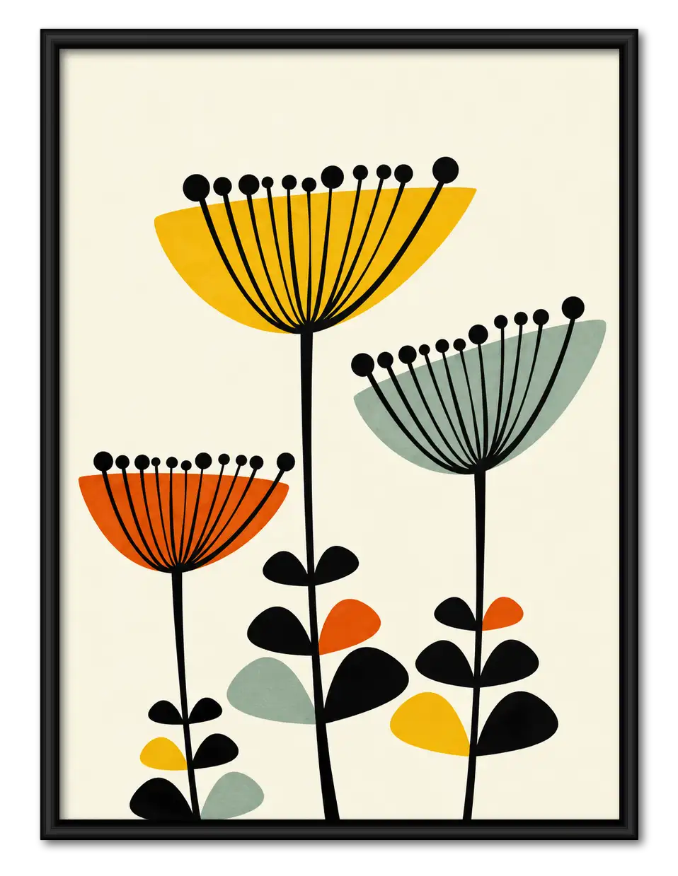 Mid-Century Colorful Flower Wall Art 1