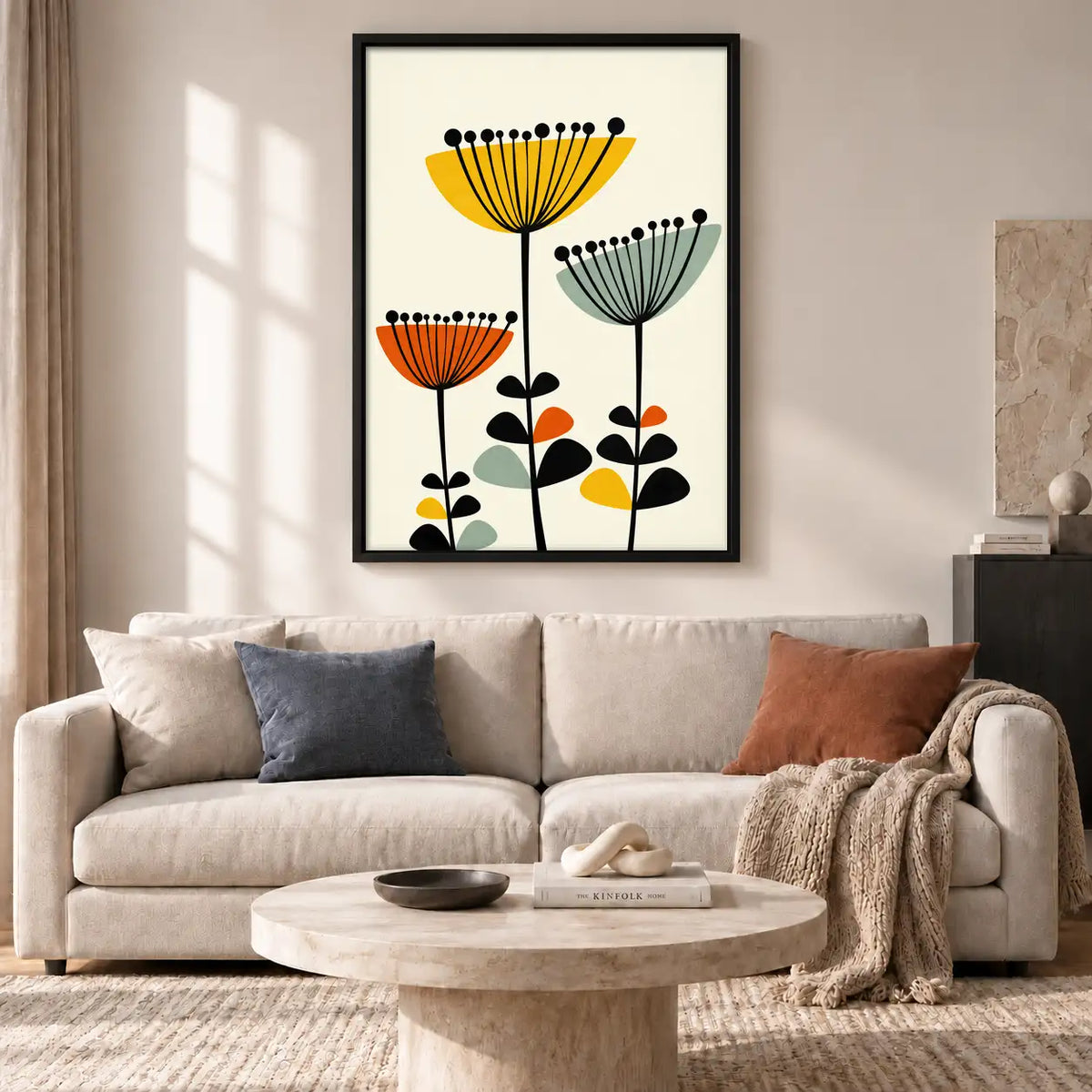 Mid-Century Colorful Flower Wall Art 2
