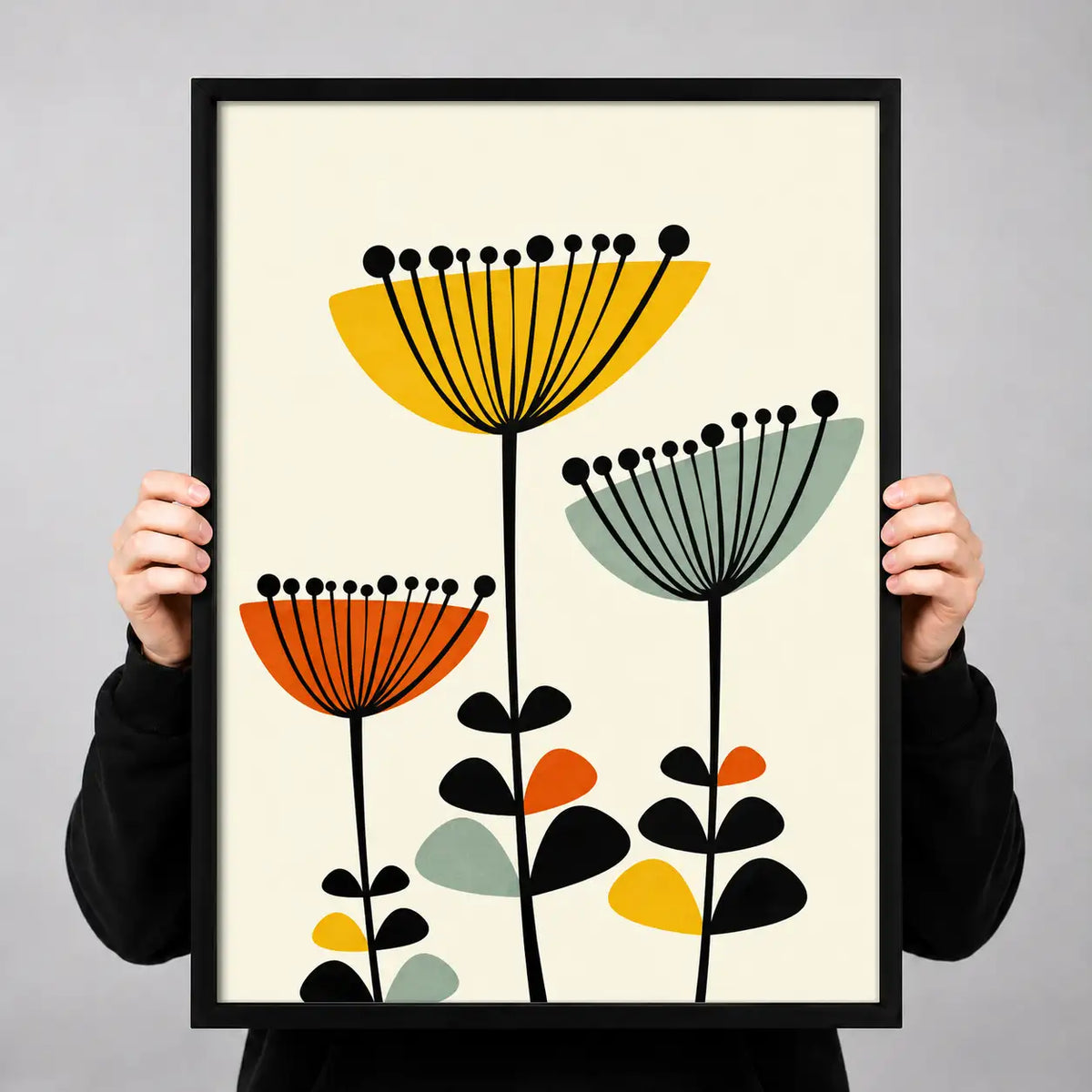 Mid-Century Colorful Flower Wall Art 3
