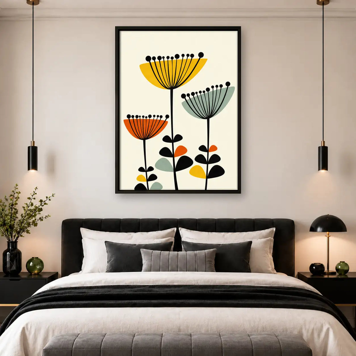 Mid-Century Colorful Flower Wall Art 4