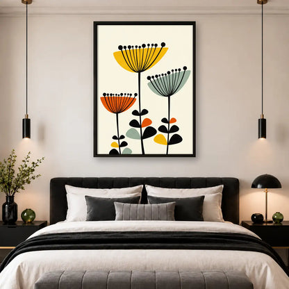 Mid-Century Colorful Flower Wall Art 4
