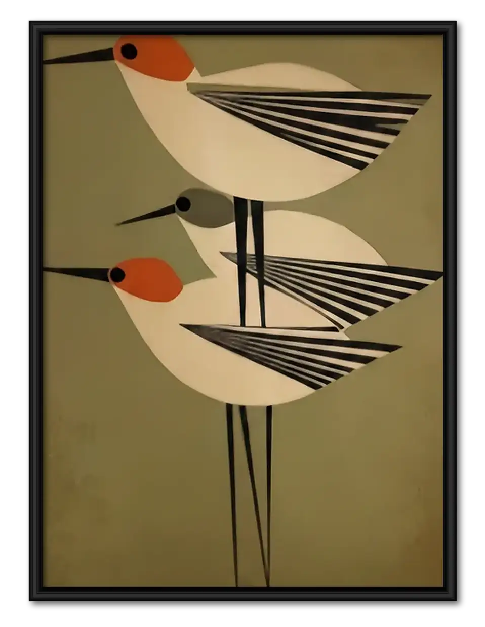 Mid Century Geometric Birds Wall Art 1
