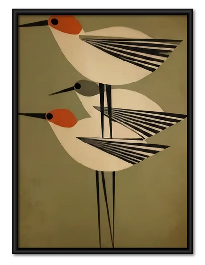 Mid Century Geometric Birds Wall Art