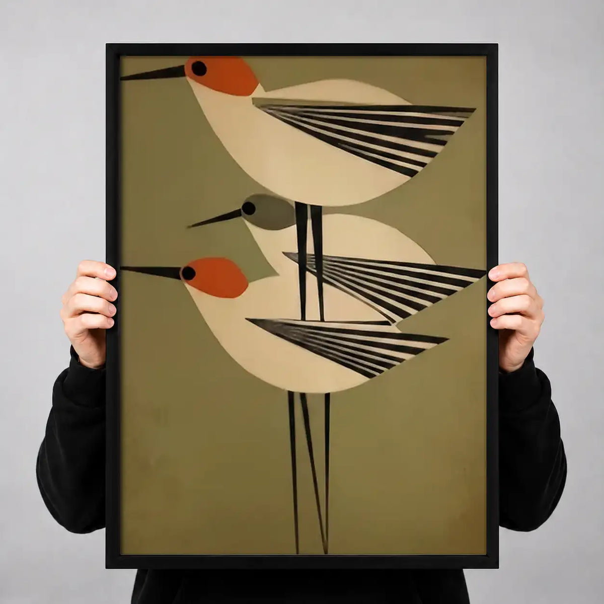 Mid Century Geometric Birds Wall Art 3