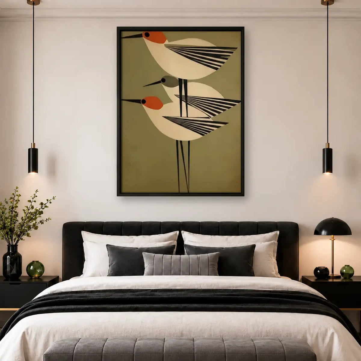 Mid Century Geometric Birds Wall Art 4