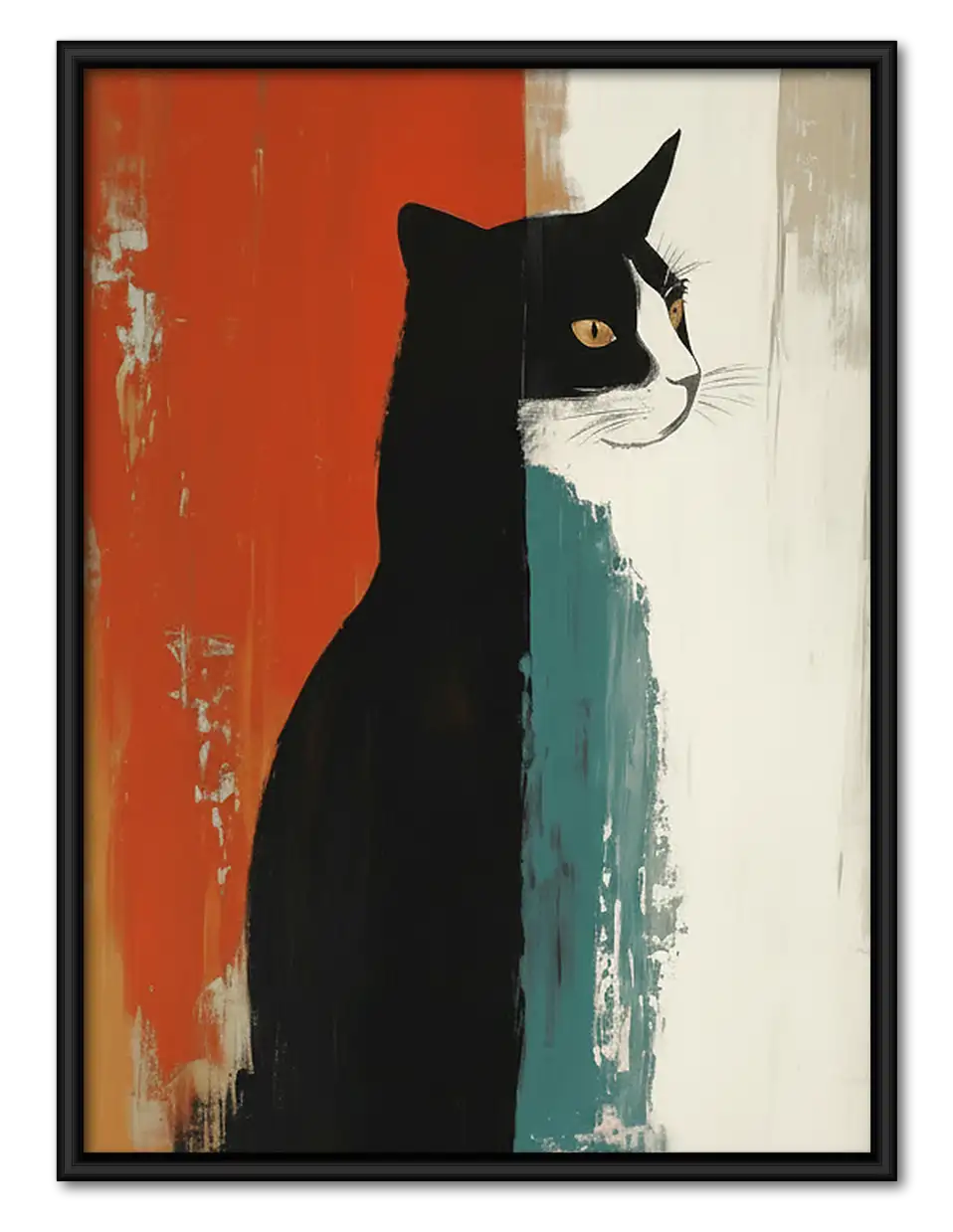 Minimal Black Cat Side Profile Wall Art 1