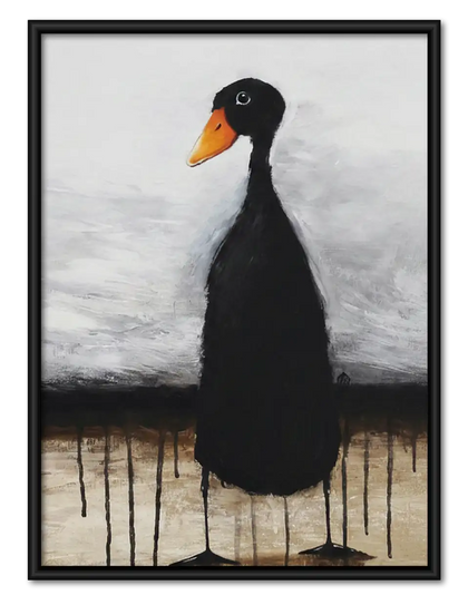 Minimal Black Duck Portrait Wall Art