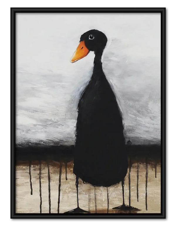 Minimal Black Duck Portrait Wall Art