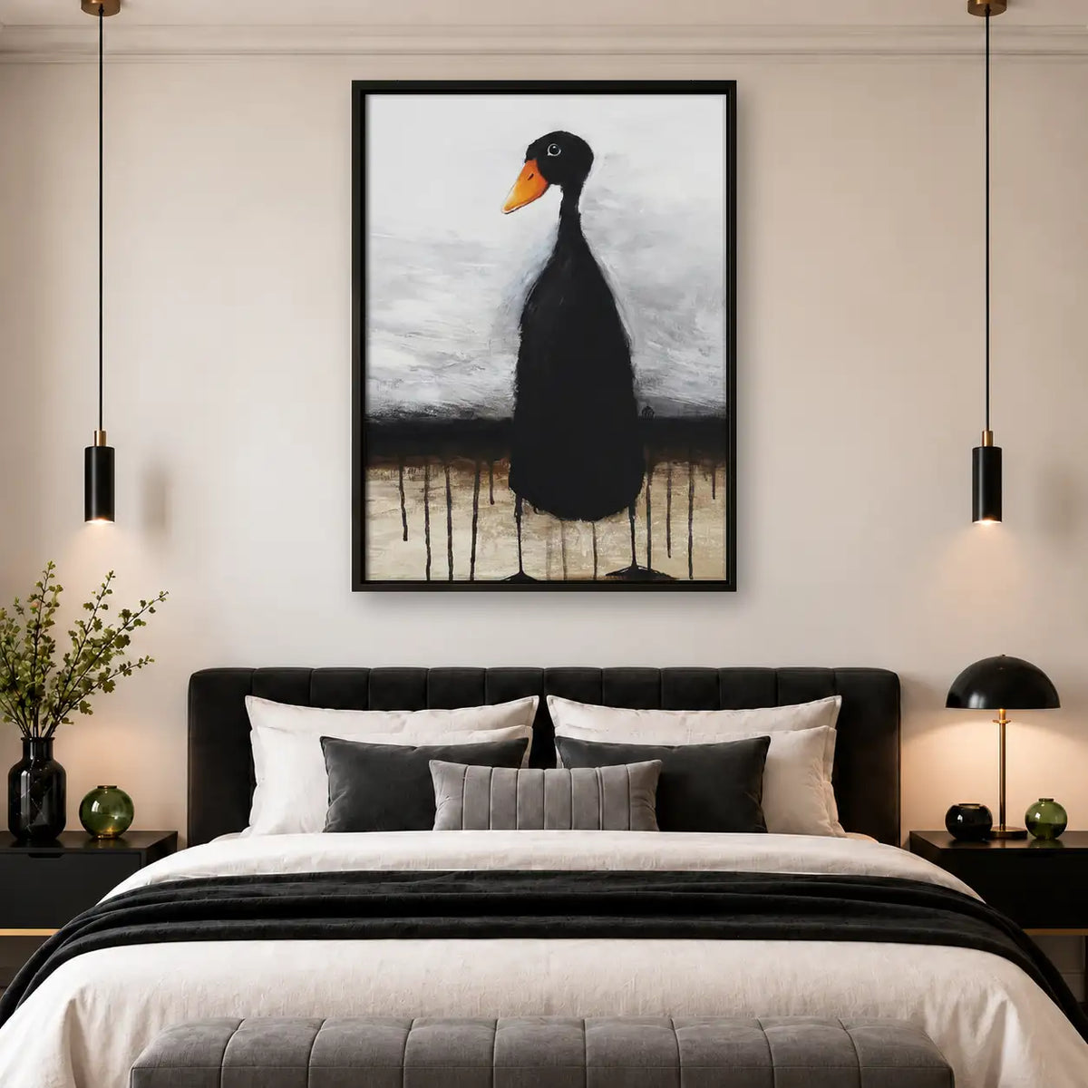 Minimal Black Duck Portrait Wall Art 4