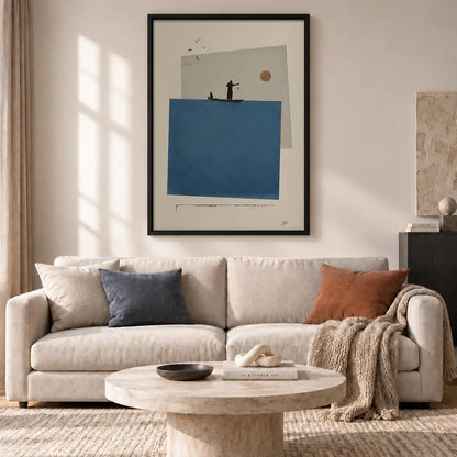 Minimal Blue Geometric Balcony Scene Wall Art 2