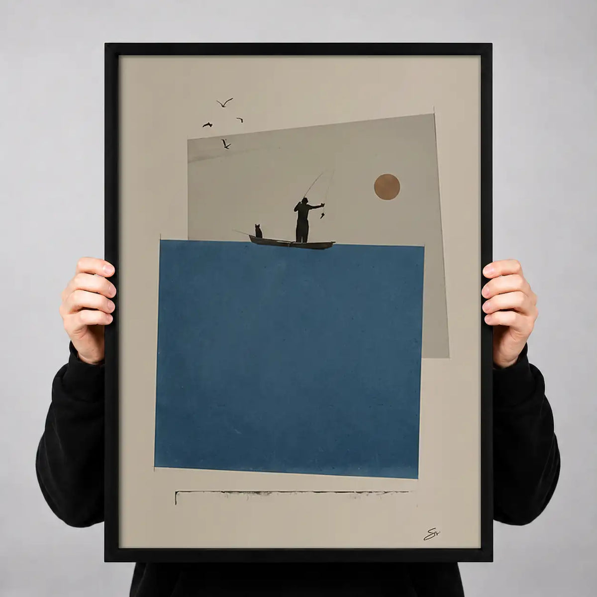 Minimal Blue Geometric Balcony Scene Wall Art 3