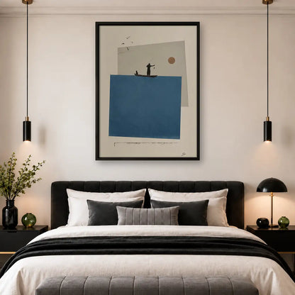 Minimal Blue Geometric Balcony Scene Wall Art 4