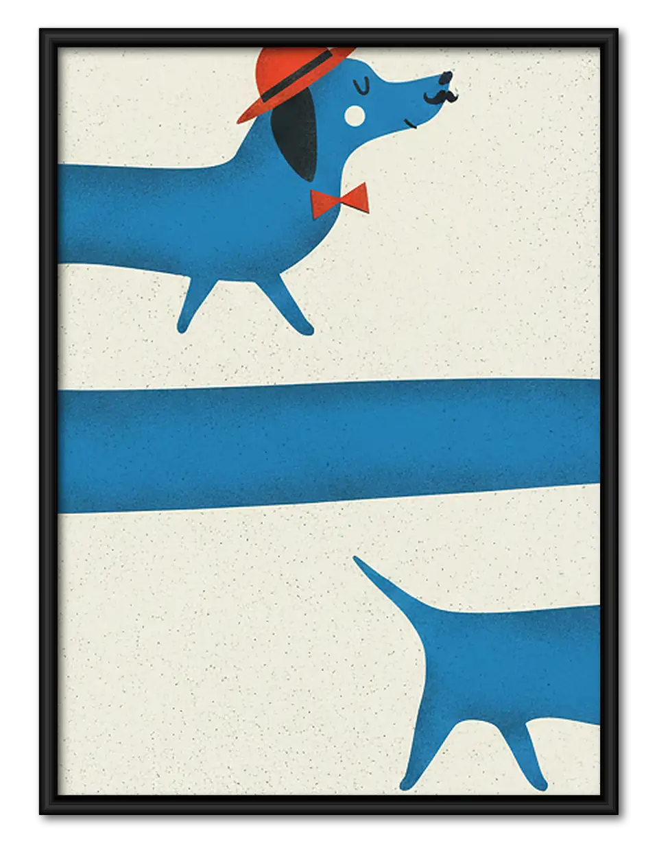 Minimal Blue Running Dogs Wall Art 1