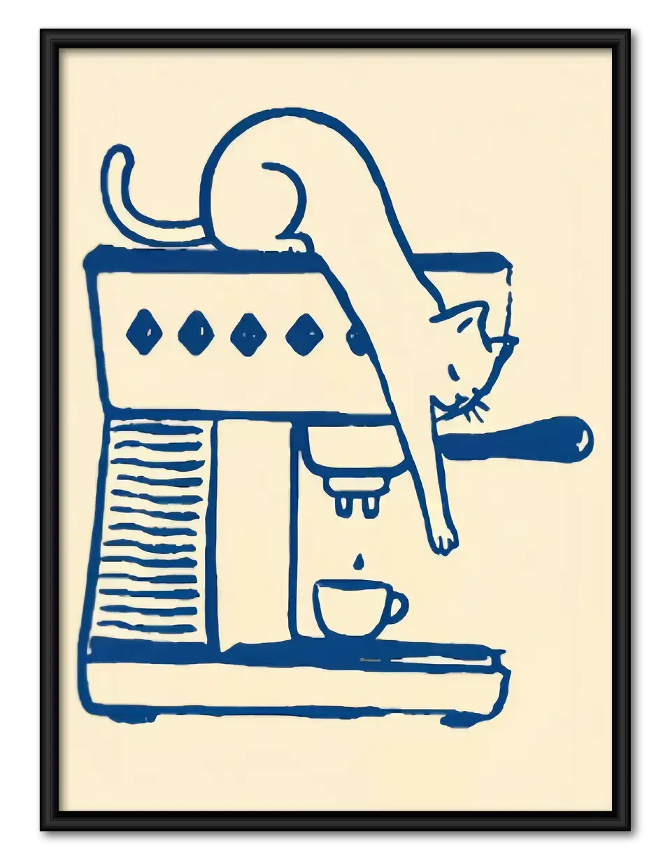 Minimal Cat Coffee Machine Line Art 1