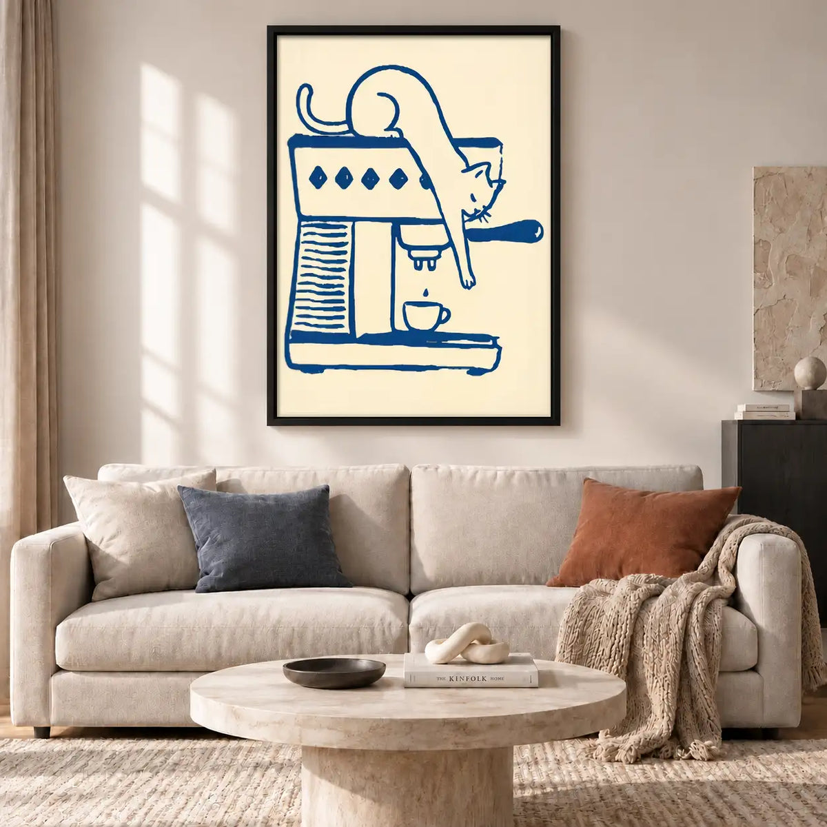 Minimal Cat Coffee Machine Line Art 2