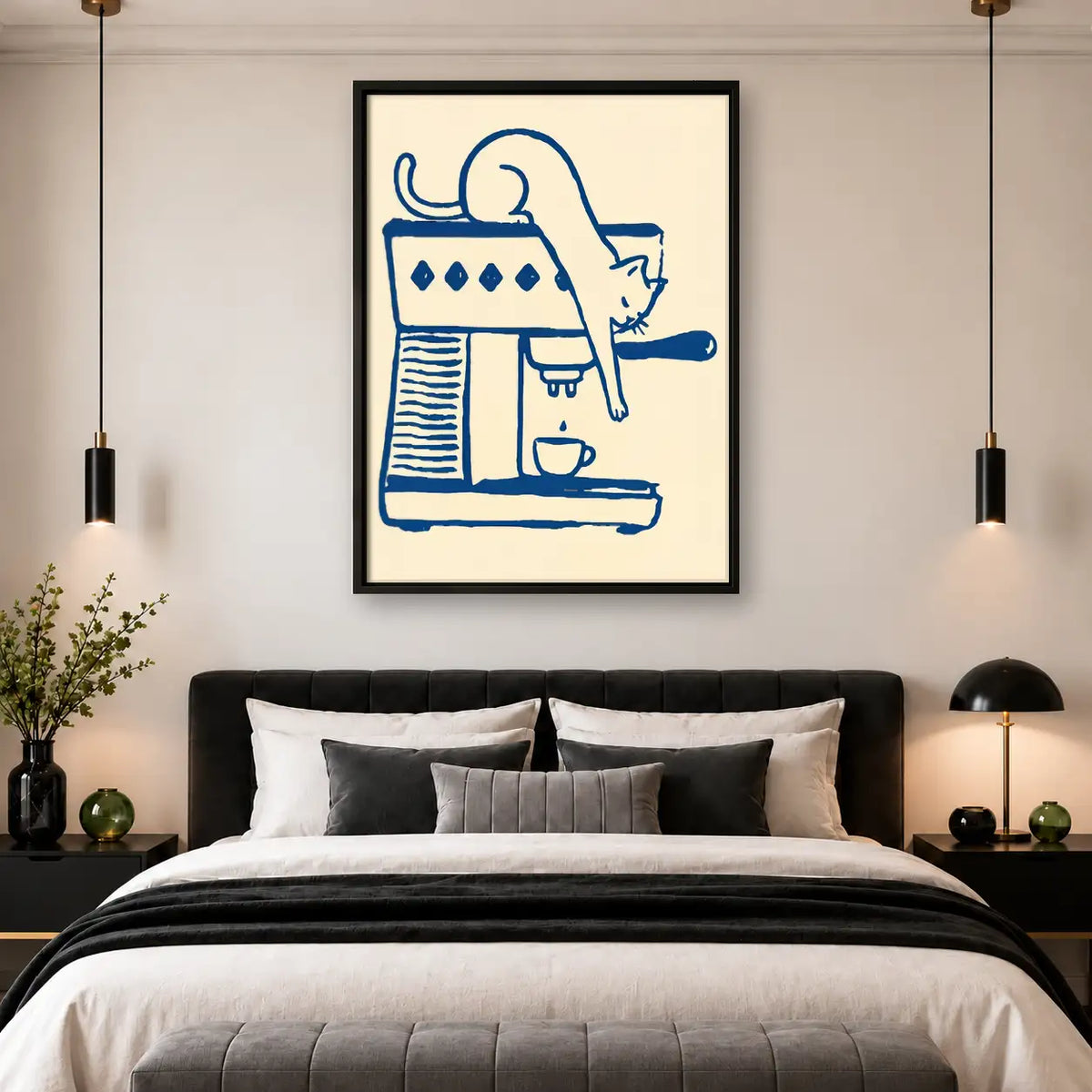 Minimal Cat Coffee Machine Line Art 4