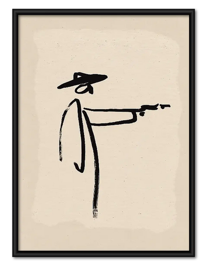 Minimal Cowboy Drawing Wall Art 1
