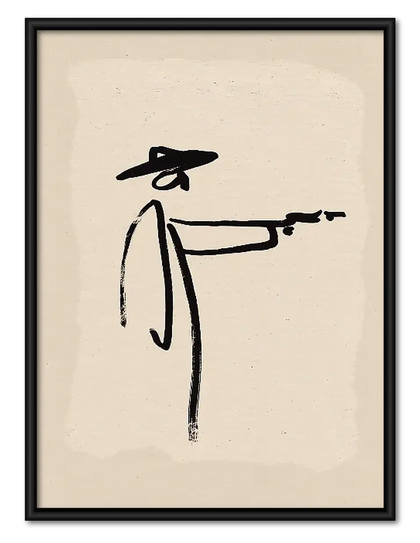 Minimal Cowboy Drawing Wall Art