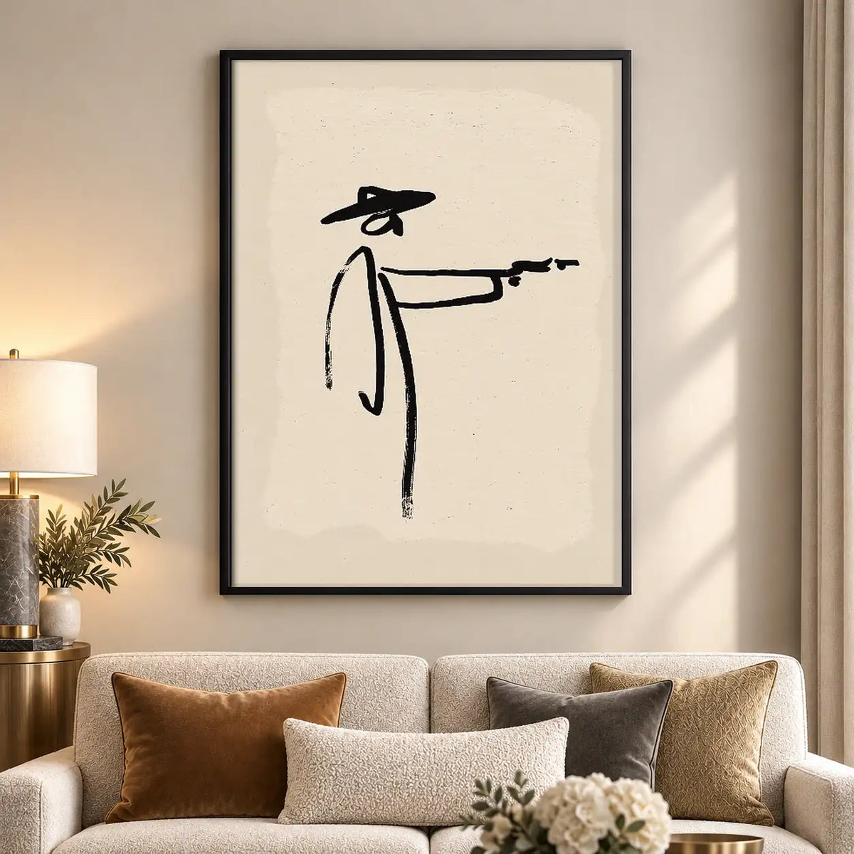 Minimal Cowboy Drawing Wall Art 5