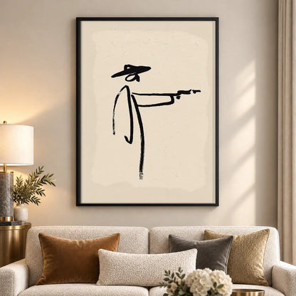 Minimal Cowboy Drawing Wall Art 5