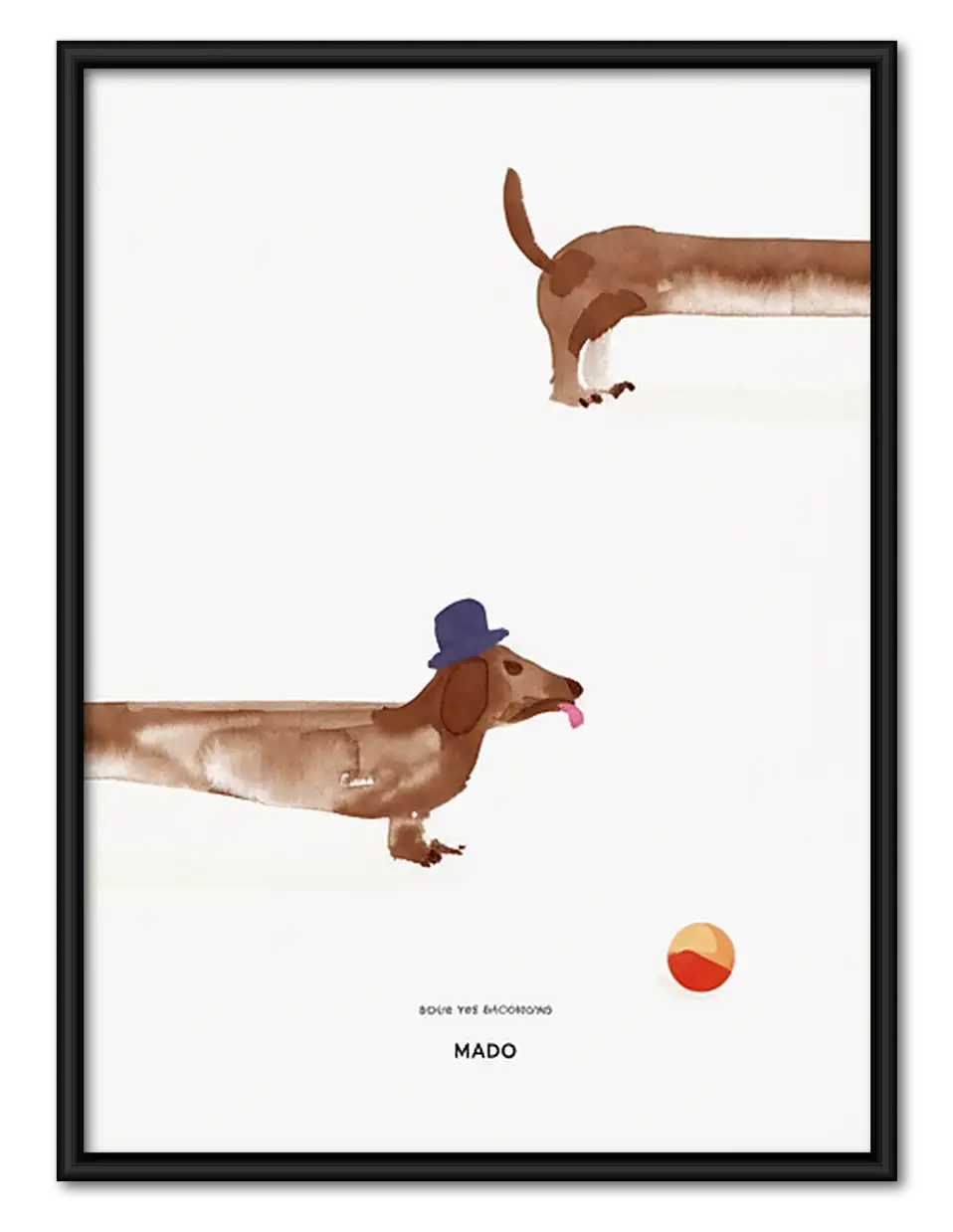 Minimal Dachshund Ball Race Wall Art 1