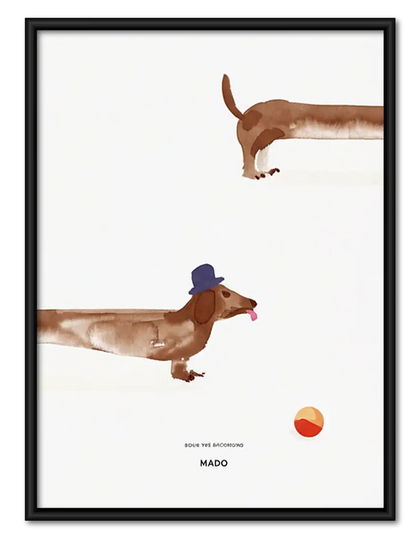 Minimal Dachshund Ball Race Wall Art
