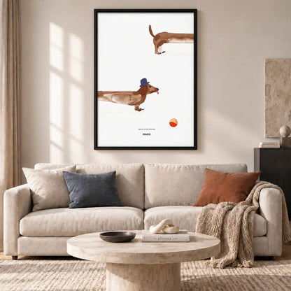 Minimal Dachshund Ball Race Wall Art 2