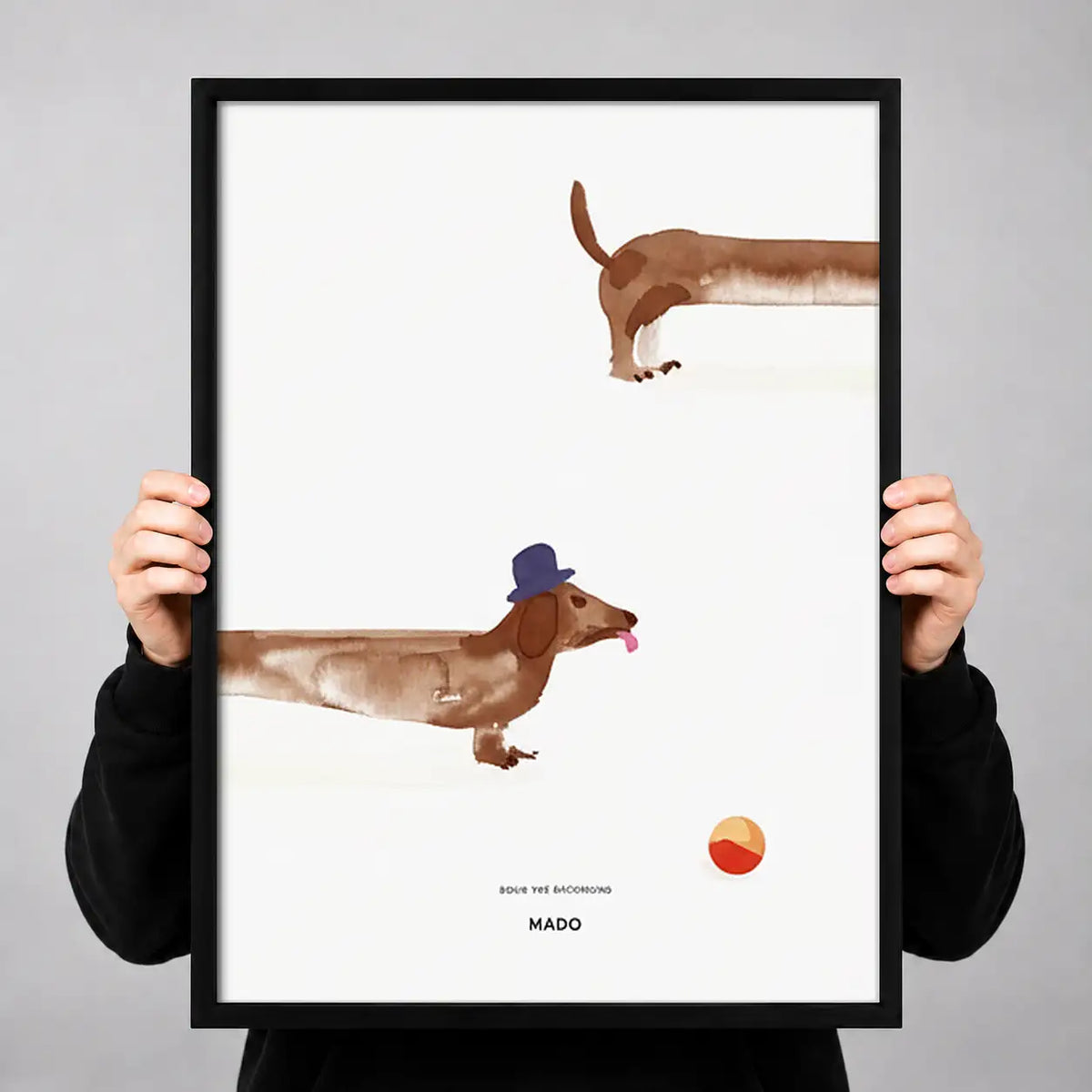 Minimal Dachshund Ball Race Wall Art 3