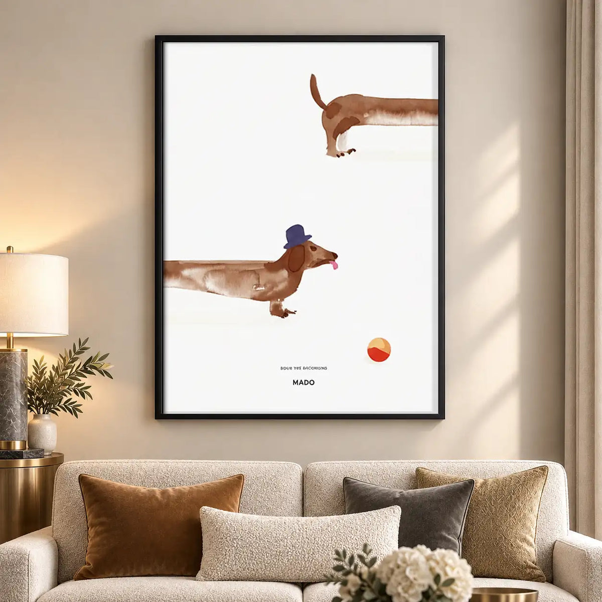 Minimal Dachshund Ball Race Wall Art 5