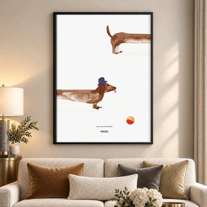 Minimal Dachshund Ball Race Wall Art 5