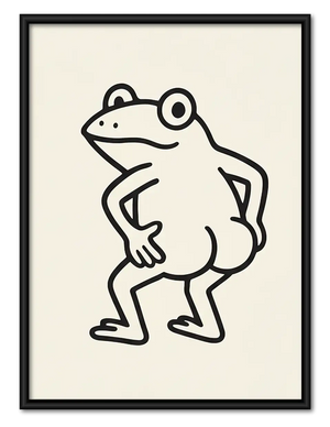 Minimal Dancing Frog Line Art