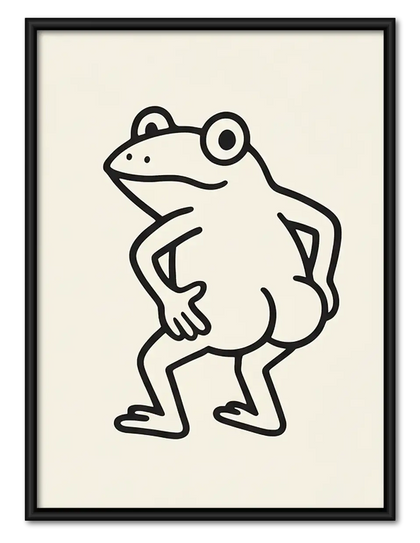 Minimal Dancing Frog Line Art