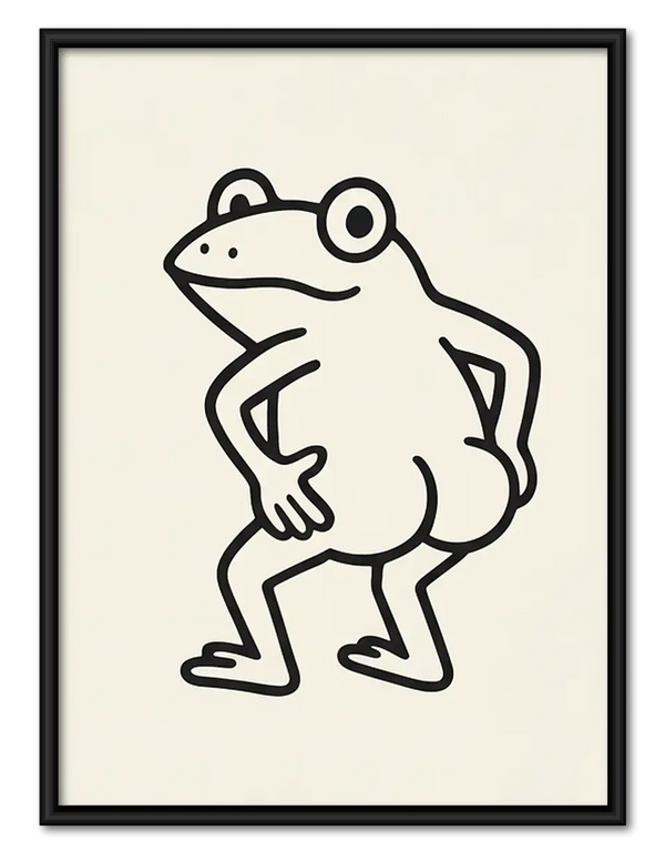 Minimal Dancing Frog Line Art