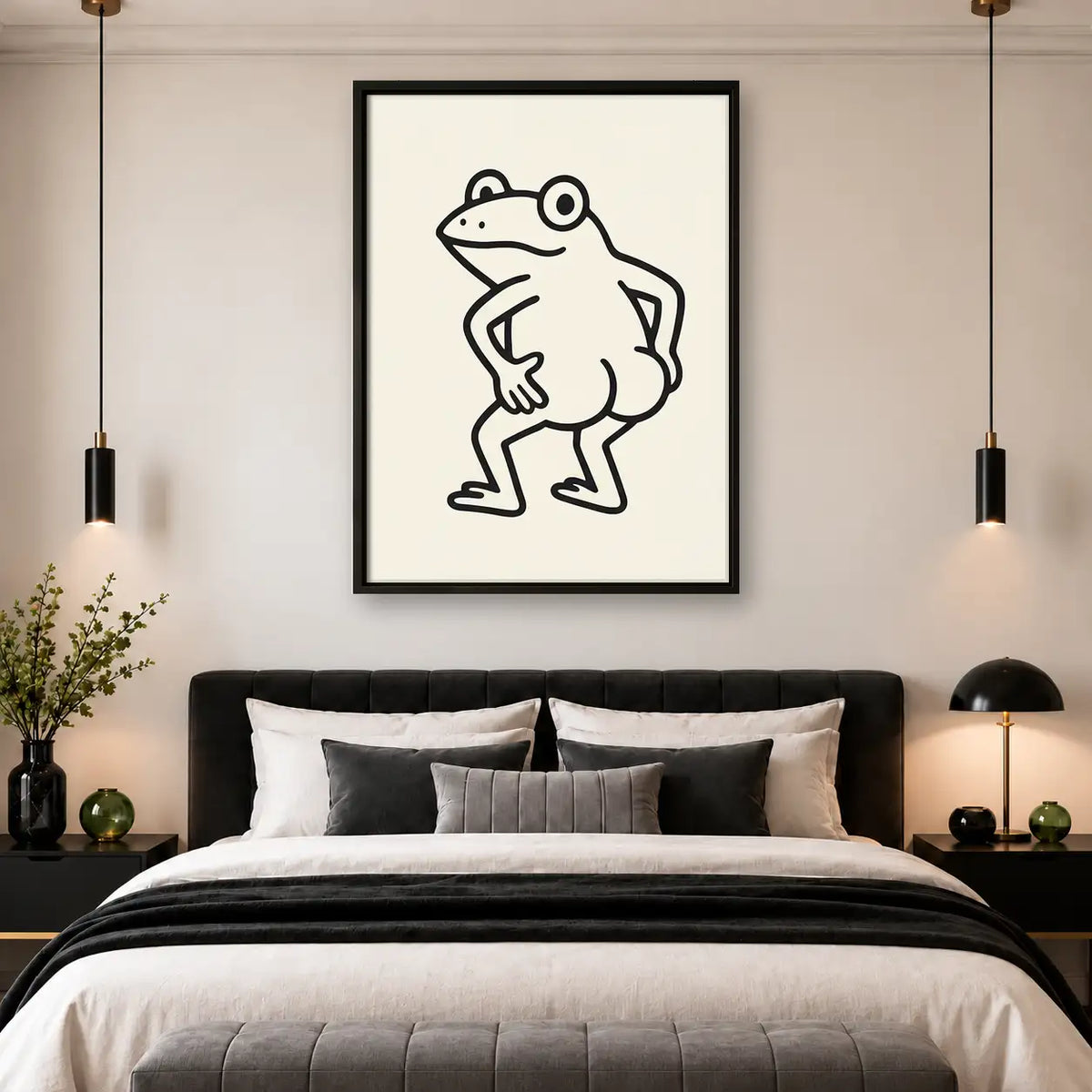 Minimal Dancing Frog Line Art 4