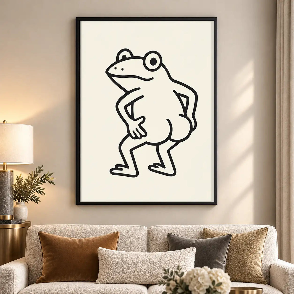 Minimal Dancing Frog Line Art 5