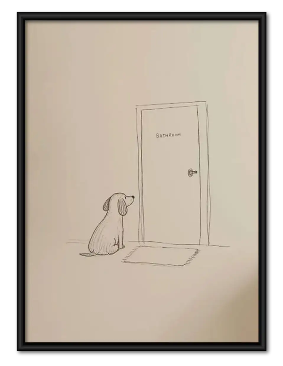 Minimal Dog Waiting by Door Wall Art 1