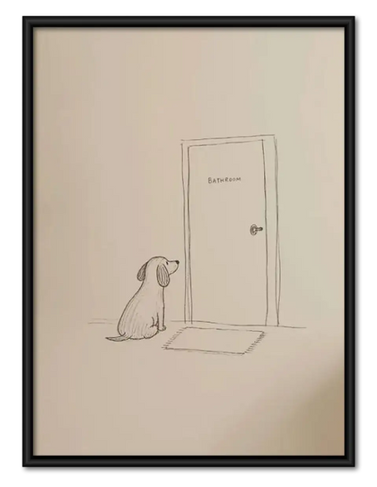 Minimal Dog Waiting by Door Wall Art