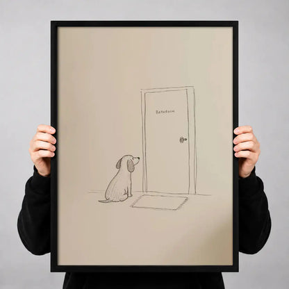 Minimal Dog Waiting by Door Wall Art 3