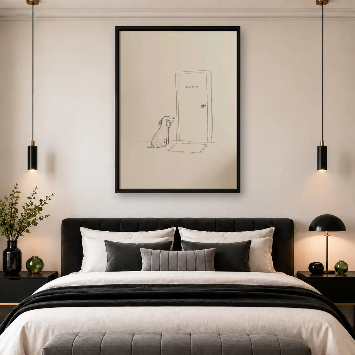 Minimal Dog Waiting by Door Wall Art 4