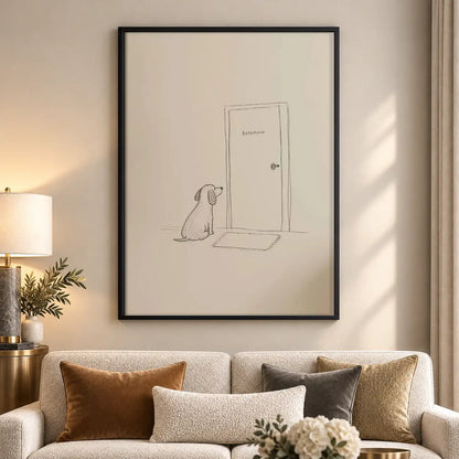 Minimal Dog Waiting by Door Wall Art 5