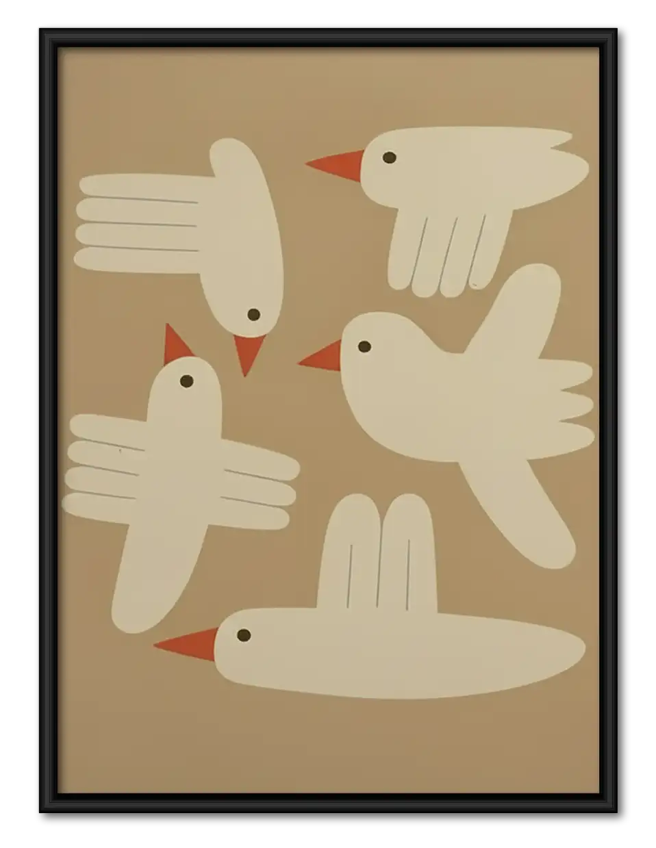 Minimal Flying White Birds Wall Art 1