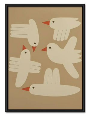 Minimal Flying White Birds Wall Art