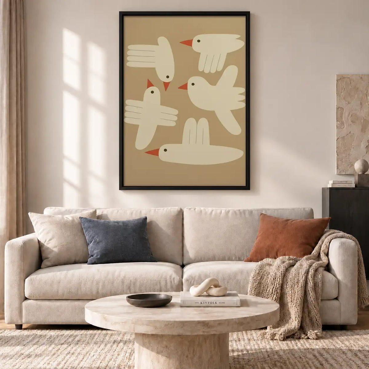 Minimal Flying White Birds Wall Art 2