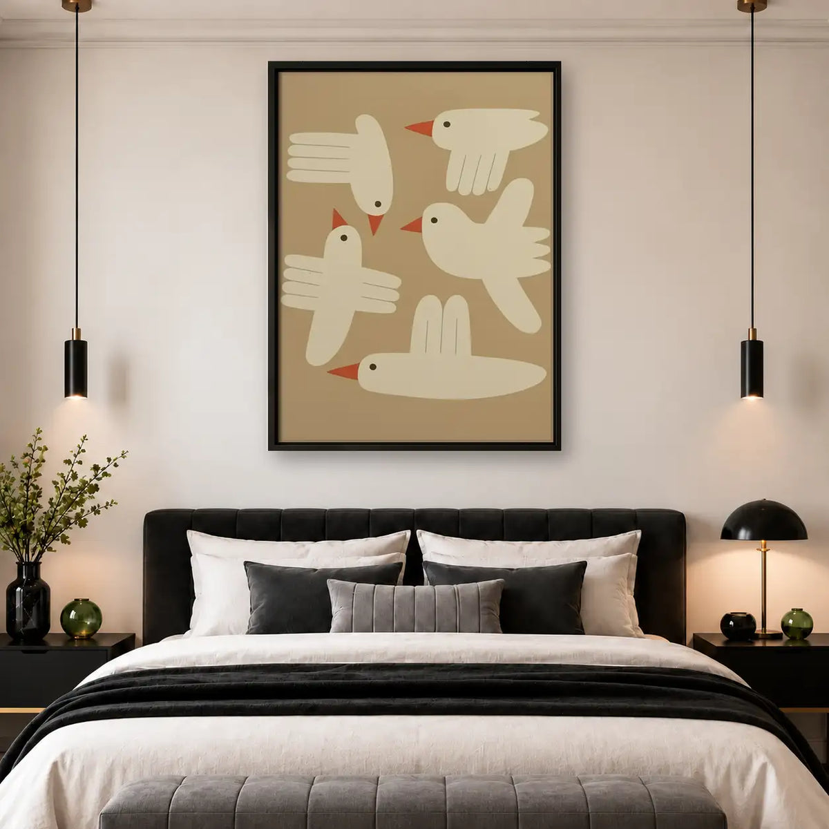 Minimal Flying White Birds Wall Art 4