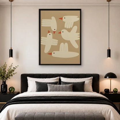 Minimal Flying White Birds Wall Art 4