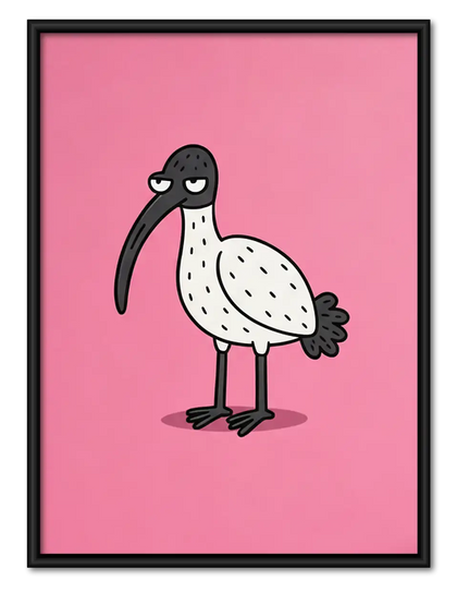 Minimal Pink Bird Character Wall Art