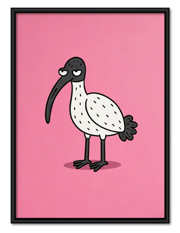 Minimal Pink Bird Character Wall Art