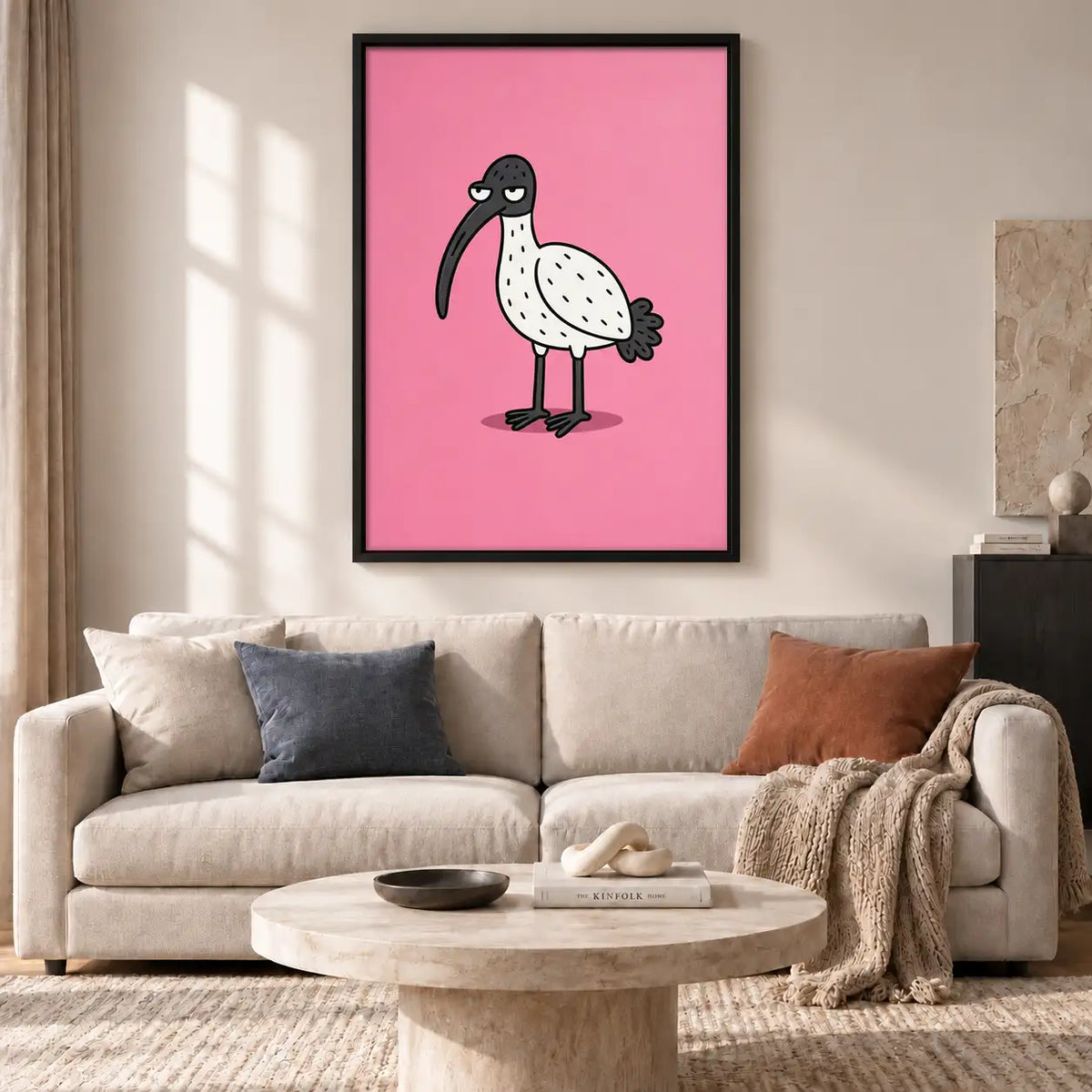Minimal Pink Bird Character Wall Art 2