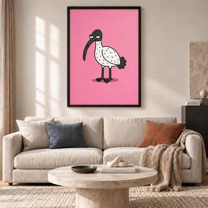 Minimal Pink Bird Character Wall Art 2