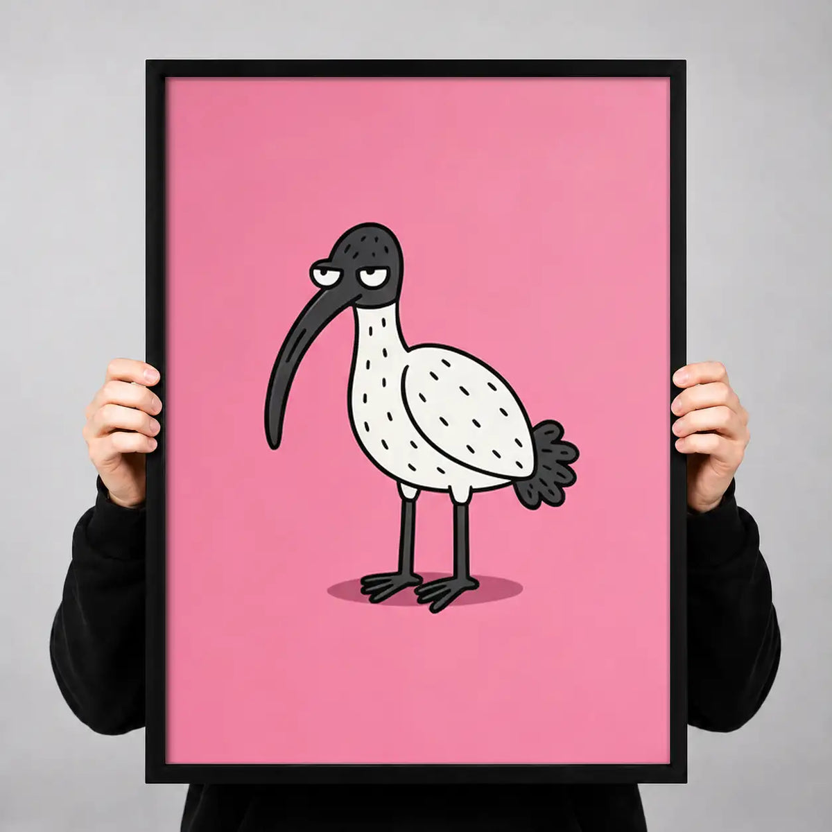 Minimal Pink Bird Character Wall Art 3